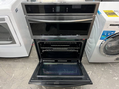 30 Inch Frigidaire GCWM3067AD Combination Electric Wall Oven Air Fry, 7.0 Cu. Ft. , Convection Oven, Steam and Self Clean, Slow Cook, Steam Bake, Microwave Oven Combo, Black Stainless Steel * New Open Box *