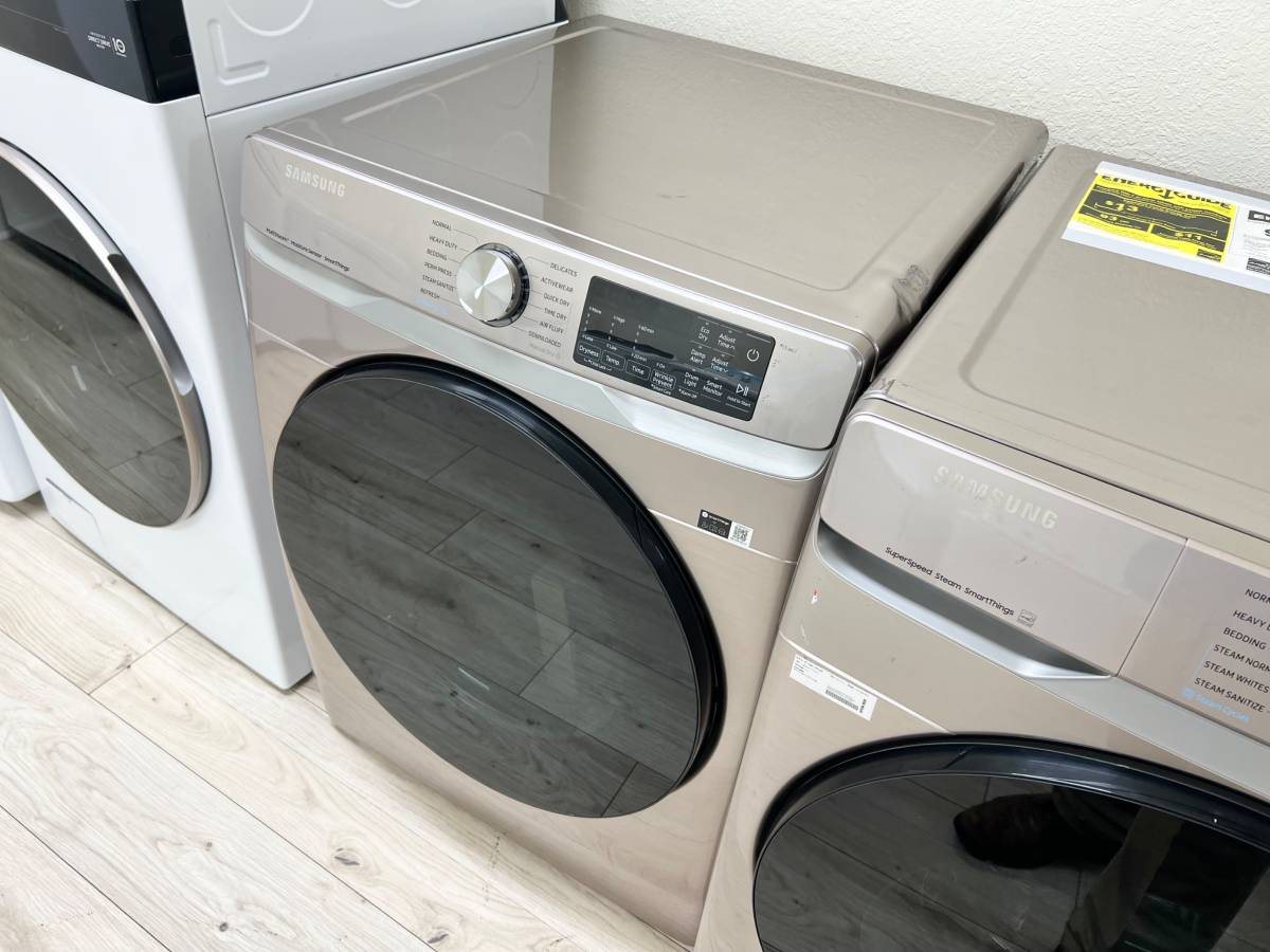 27 INCH Samsung Washer WF45B6300AC  DVG45B6300C   * New Open Box * Smart Front Load Washer 4.5 Cu. Ft., Sanitize,  Gas Dryer 7.5 Cu.Ft., 21 Dryer Programs,  Steam ,  ADA,  Energy Star, Champagne