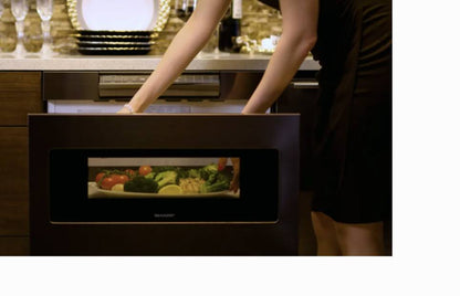 24 INCH Sharp SMD2470AH Microwave Drawer Hidden Control Panel , 1000 Watts ,  1.2 Cu Ft , Reheat , Keep Warm, Black Stainless Steel , Built In * New Open Box *