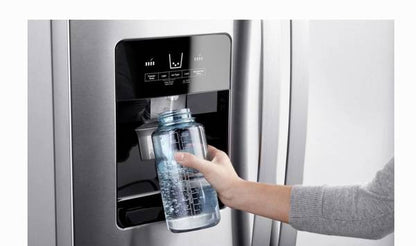 36 Inch Whirlpool Side by Side Refrigerator New Open Box *Refrigerator 24.55 Cu. Ft. , Can Caddy, Frameless Glass Shelves, External Ice and Water Dispenser, EveryDrop Water Filtration, ADA Fingerprint Resistant Stainless Steel