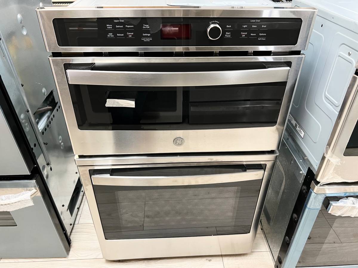27 INCH GE JK3800SHASS Combination Microwave Wall Oven New Open Box * Built In ,  Sensor Cooking Controls , Bake Element , Broil Element,  Glass Touch Controls , GE Fits Guaranteed !  Self Clean with Steam , Stainless Steel .