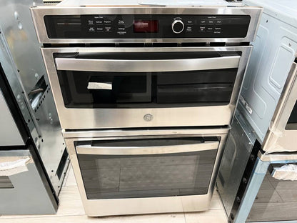 27 INCH GE JK3800SHASS Combination Microwave Wall Oven New Open Box * Built In ,  Sensor Cooking Controls , Bake Element , Broil Element,  Glass Touch Controls , GE Fits Guaranteed !  Self Clean with Steam , Stainless Steel .