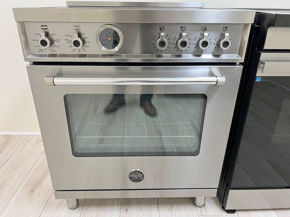 30 INCH Bertazzoni Professional PROF304INSXT Electric INDUCTION Range 4 Heating Zones, 4.6 cu. ft. ,  Pyrolytic Self Clean, Electric Broiler, Dual Convection Fans,  Smooth-Glide Telescopic Rack, Soft-Close Door, Food Probe Stainless Steel
