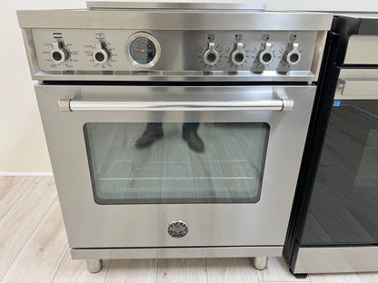 30 INCH Bertazzoni Professional PROF304INSXT Electric INDUCTION Range 4 Heating Zones, 4.6 cu. ft. ,  Pyrolytic Self Clean, Electric Broiler, Dual Convection Fans,  Smooth-Glide Telescopic Rack, Soft-Close Door, Food Probe Stainless Steel