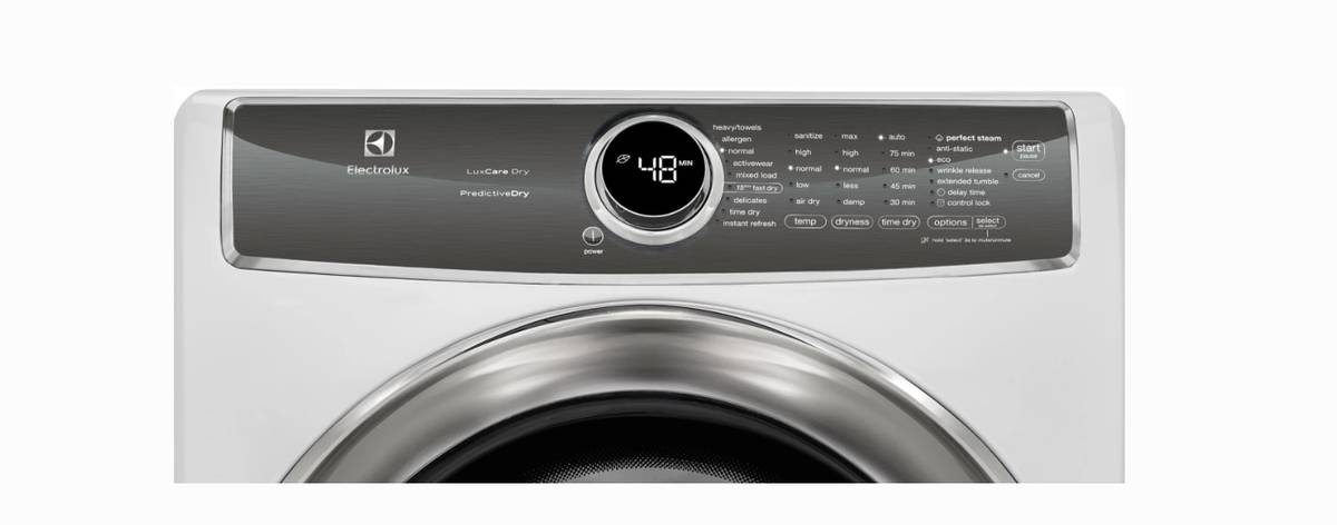 27 INCH Electrolux  EFMG627UIW Gas Dryer 8.0 Cu. Ft. 9 Dryer Programs,  Delay Start, ENERGY STAR,  Island White * New Open Box *