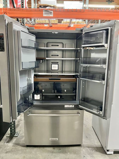 36 INCH KitchenAid KRFC704FPS French Door Refrigerator * New Open Box * 23.8 cu. ft., 3 Glass Shelves, Gallon Door Bins, Preserva Food Care System, Ice Water Dispenser, Auto Icemaker, Stainless Steel .