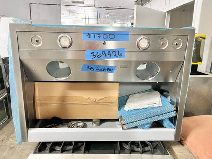 36 INCH JennAir JXW9036HP Wall Mount Range Hood * New Open Box * 4-Speed 600 CFM Blower , Knob Controls, Halogen Lighting, Dishwasher-Safe Stainless Steel Baffle Filters, Velocity Blower, Dual Lighting Levels, Warming Lamps , Stainless Steel .