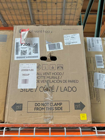 36 INCH GE JVW5361FJDS Wall Hood 350 CFM Black Slate Stainless * New Open Box * 350 CFM Blower ,  Black Stainless Steel , Dishwasher Safe Charcoal Filters,  Auto-Off , Optional Remote Control , Halogen Lighting ,  Night Light , Black Slate Color .