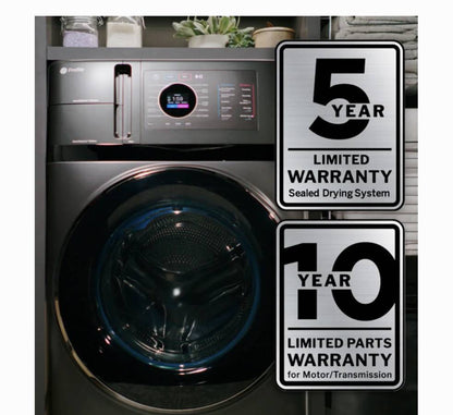28 INCH GE Profile PFQ97HSPVDS Front Load Washer Dryer Combo * NEW ** 4.8 Cu Ft , Energy Star , Ventless Heat Pump Dryer, 110V outlet, ADA, Carbon Graphite.