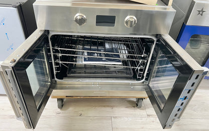 30 INCH BLUESTAR BSEWO30ECSD  Single French Door Electric Wall Oven 4.5 cu. ft.  Convection Oven, Eco-Friendly Continu Self-Clean,  12 Cooking Modes, Temperature Probe,  Baking Stone, French Door Swing  , Sabbath,  Stainless Steel. new open box