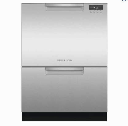 24 INCH Fisher & Paykel DishDrawer Series  DD24DCTX9N  Full Console Double DishDrawer with 14 Place Setting Capacity, 15 Wash Cycles, Sanitize, Cutlery Basket, Child Lock, 44 dBA Energy Star  Stainless Steel