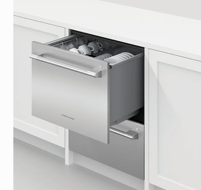24 INCH Fisher and Paykel Professional Series  DD24DTX6PX1  Built-In Smart Double DishDrawer Dishwasher ,44dBA, Tall Top Drawer, Stainless Interior Drawer, Knock to Pause, Sanitize, Energy Star , Stainless Steel * New Open Box