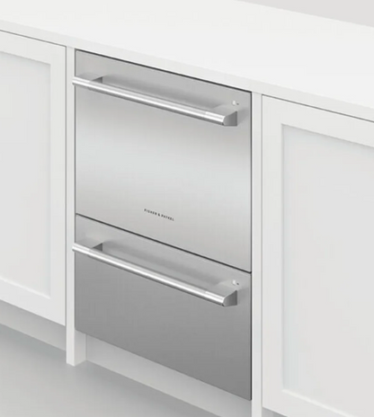24 INCH Fisher and Paykel Professional Series  DD24DTX6PX1  Built-In Smart Double DishDrawer Dishwasher ,44dBA, Tall Top Drawer, Stainless Interior Drawer, Knock to Pause, Sanitize, Energy Star , Stainless Steel * New Open Box