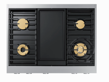 36 INCH Dacor Contemporary  DTT36M974LS  Gas Rangetop * New Open Box * 4 Sealed Burners, Continuous Grates, Auto Connected Hood, Simmer Sear Burners, Illumina Knobs, Electric Griddle , Stainless Steel, Natural Gas