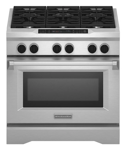 36 INCH Kitchenaid KDRS467VSS Dual Fuel Range * New Open Box * Stainless Steel , 6 Sealed Burners , Commercial Style , Continuous Grates , Hidden Bake Element, Proofing , Bread, Even Heat , 2 20k BTU Ultra Power Dual Flame Burners