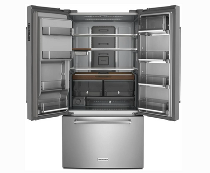 36 INCH KitchenAid KRFC704FPS French Door Refrigerator * New Open Box * 23.8 cu. ft., 3 Glass Shelves, Gallon Door Bins, Preserva Food Care System, Ice Water Dispenser, Auto Icemaker, Stainless Steel .