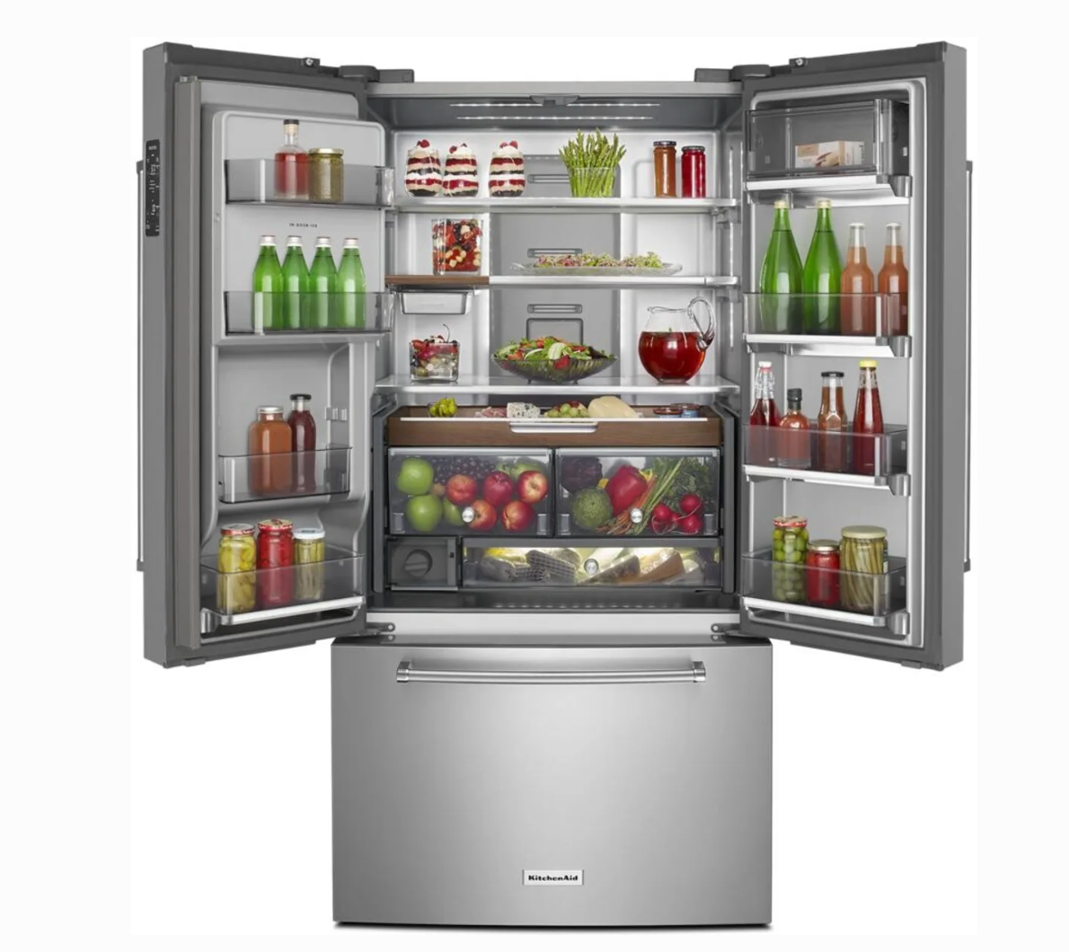 36 INCH KitchenAid KRFC704FPS French Door Refrigerator * New Open Box * 23.8 cu. ft., 3 Glass Shelves, Gallon Door Bins, Preserva Food Care System, Ice Water Dispenser, Auto Icemaker, Stainless Steel .