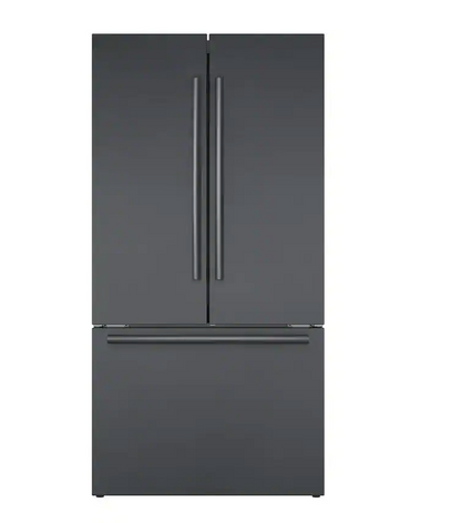 36 INCH Bosch 800 Series  B36CT80SNB Smart Counter Depth French Door Refrigerator  21 Cu. Ft., Wi-Fi, Ice Maker, Touch Control Panel, LED, Dual Evaporators,  ENERGY STAR Black Stainless, Used Condition