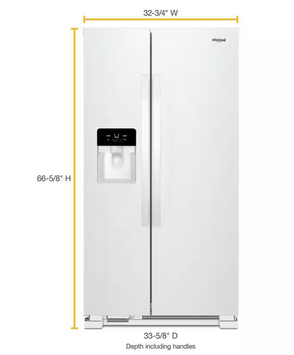 33 INCH Whirlpool WRS331SDHW Side by Side Refrigerator * New Open Box * White , Water Ice Dispenser ,66 Inch  Height