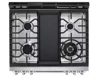 30 INCH LG Studio LSGS6338F Slide-In Gas Smart Range 5 Sealed Burners,6.3 cu. ft. Oven,Storage Drawer, Air Fry, Bake Convection, InstaView Window, Wi-Fi,, Voice Control,Ultra Heat Burner Stainless Steel * New Open Box *