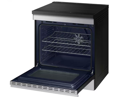 30 INCH Samsung BESPOKE NSI6DG9300SR Slide-In Induction Range 6.3 Cu. Ft. Oven, Air Fry,  Convection, Auto Conversion, Proof,  Storage Drawer, Self  Steam Clean, Sabbath,  ADA , ENERGY STAR  * New Open Box  *