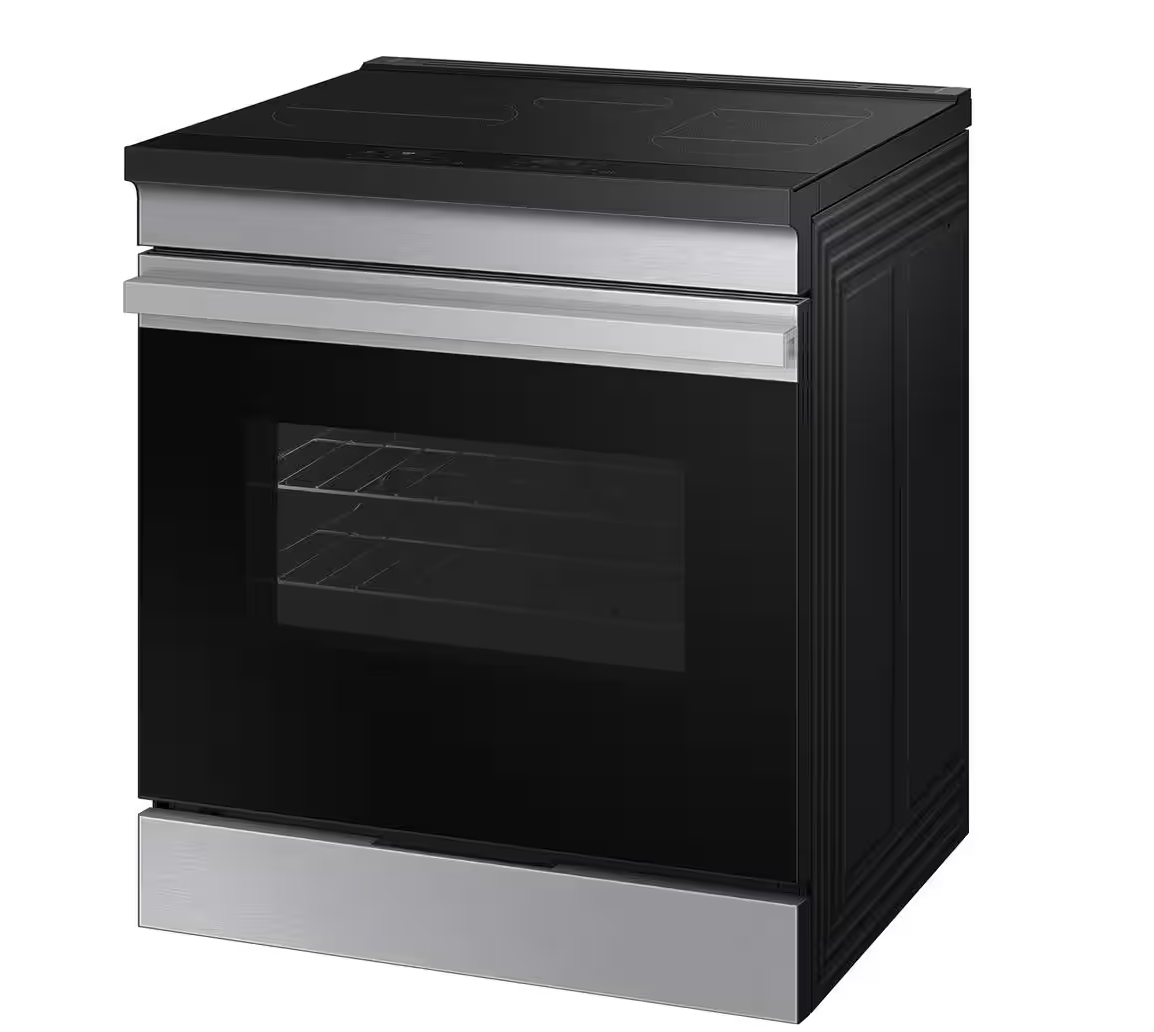 30 INCH Samsung BESPOKE NSI6DG9300SR Slide-In Induction Range 6.3 Cu. Ft. Oven, Air Fry,  Convection, Auto Conversion, Proof,  Storage Drawer, Self  Steam Clean, Sabbath,  ADA , ENERGY STAR  * New Open Box  *