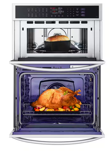30 INCH LG WCEP6427F Microwave Wall Oven Combo * NEW OPEN BOX * Built In Smart Combination Wall Oven ,  6.4 Cu Ft , True Convection , AIR FRY , Thin Q ,  Backlift Touch Glass Controls , Infrared Heating ,  Speed Oven , Stainless Steel .
