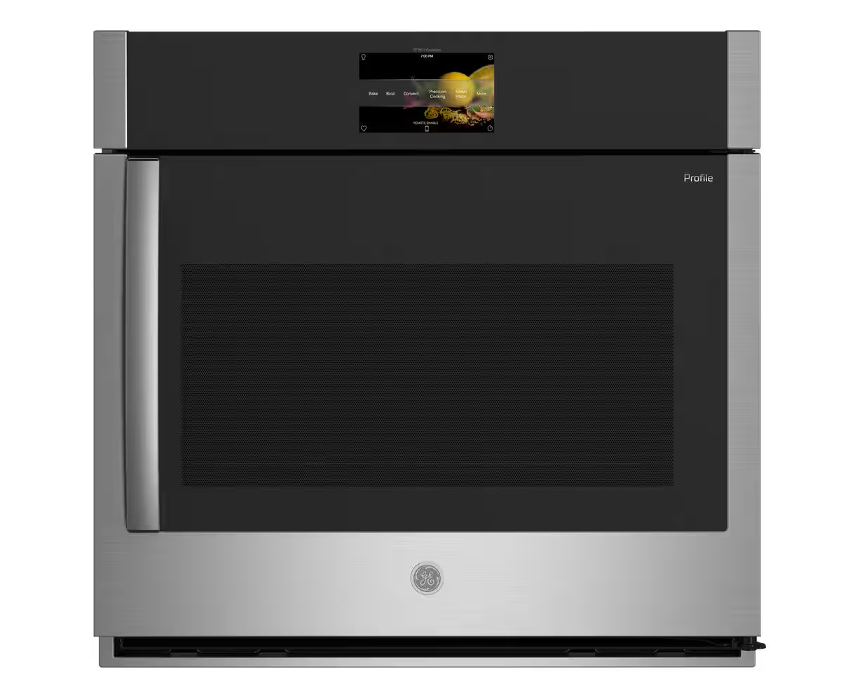 30 INCH GE Profile PTS700RSNSS  Single Wall Oven NEW * Air Fry * Clean * New Open Box * Stainless  5 Cu Ft ,  True European Convection with Direct Air. Self Clean + Steam Clean , Wi-Fi,ADA  , Right Hand Side Swing Door, Steel